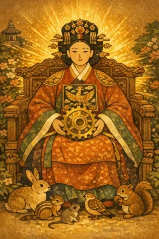 타로 동전 여왕 카드 그림